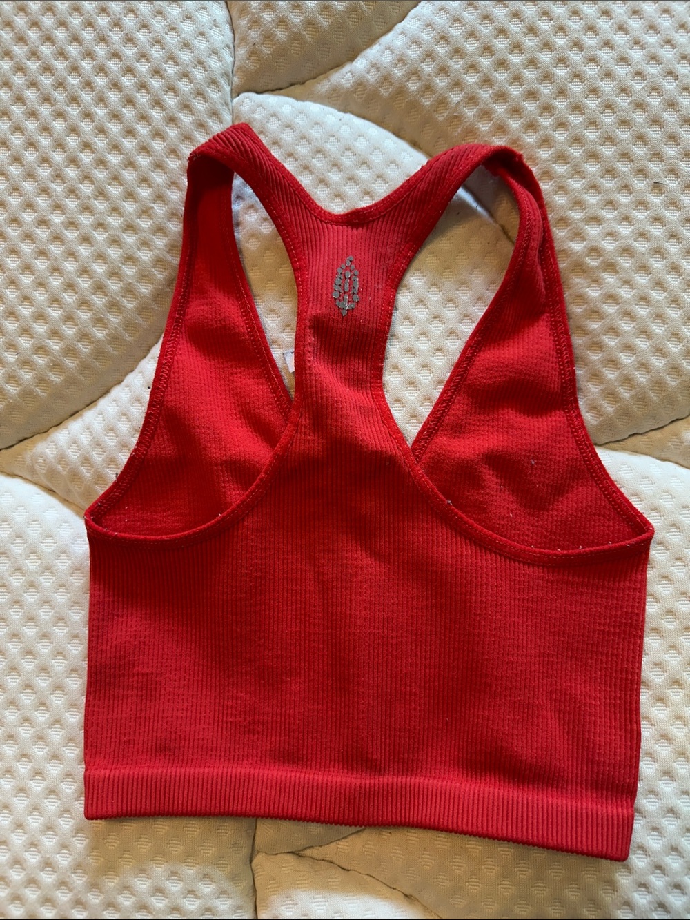 Free People Red Ribbed Racerback Crop Tank - Picture 3 of 3